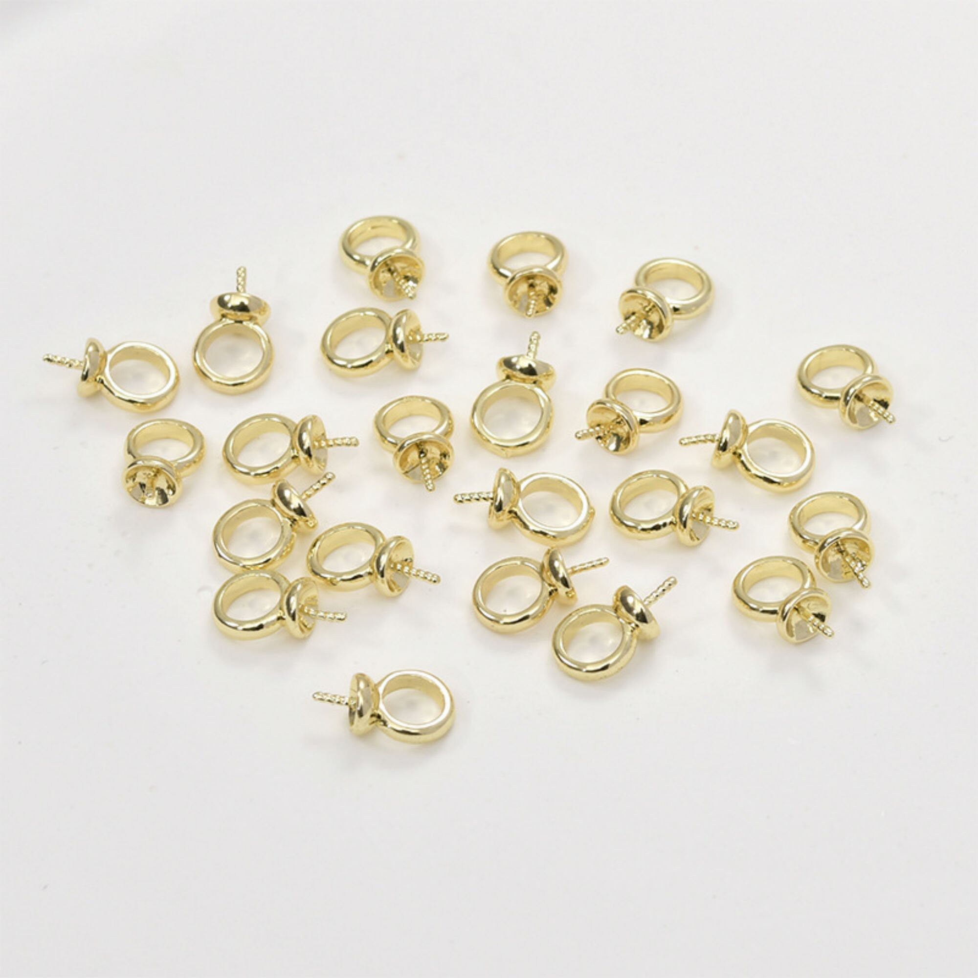 14K Gold plated bead cap,bead cap, half Pearl bead cap, Pendant Bails,Glue On Bails, for jewelry making findings LL081