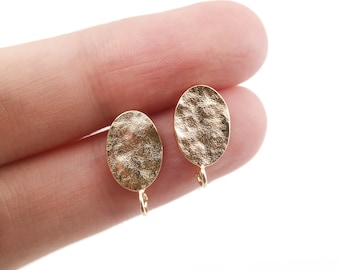 Sandblasted Oval Post Earring,Gold Plated Oval Earring Post With Loop,Hypoallergenic,DIY Earring Finding,Handmade Earring Supplies LM2-ZX158