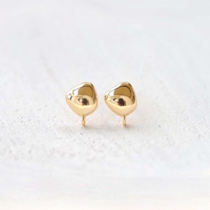 Irregular small stone stud earring with loop, Niche Earring Post, 14K Real Gold, S925 Silver Pin, Hypoallergenic Earring Finding MM047-Z069