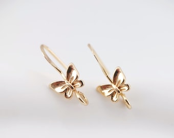 Gold Plated Butterfly Hook Earrings,Polished Butterfly Earring Hook, Hypoallergenic,DIY Earring Findings,Handmade Earring Supplies LM2-ZX060