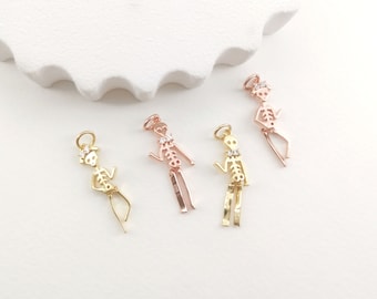 Smooth dancing skeleton male charm,18K gold plated,micro pave skeleton pendant,for necklace and earring making,jewelry finding LM2-S651