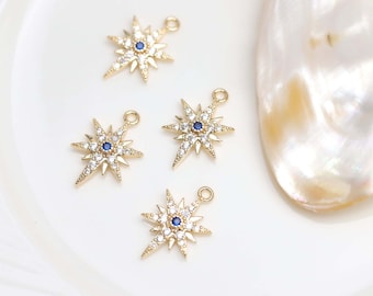14K vergulde kleine ster hanger, kubieke zirkonia ster hanger, voor het maken van kettingen en oorbellen, sieraden bevindingen MM115