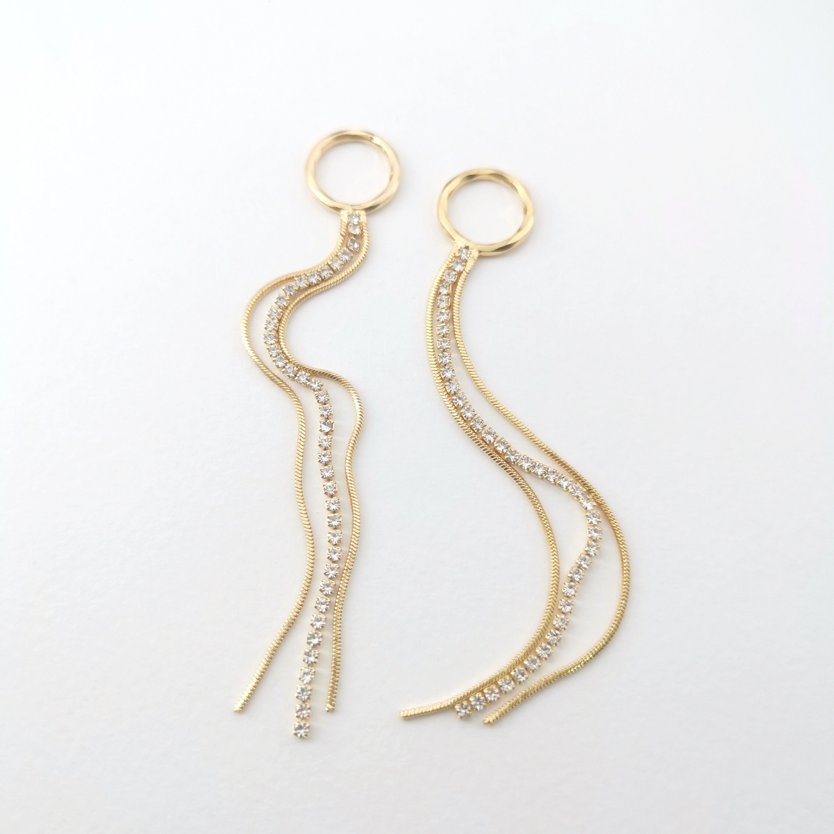 18K Gold Plated Elongated Tassel Chain Pendant,rhinestone 18K Gold Plated Elongated Tassel Chain Pendant,rhinestone