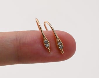 Cubic Pave Ear Wires, Fish Earring Hooks, Hypoallergenic, DIY Earring Findings, Handmade Earring Supplies LM2-ZX299