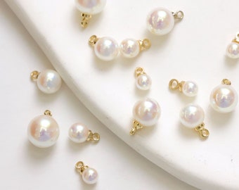 14K gold plated faux pearl charms,pearl earring charms,4mm/5mm/6mm/7mm/8mm,white pearl earrings,DIY earring charms,jewelry finding MM013