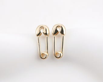 Safety Pin Post Earrings,Gold Plated Earring Post with Loop,Hypoallergenic,DIY Earring Finding,Handmade Earring Supplies LM2-ZX229