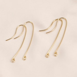Simple long ear hook, 14K Real Gold, S925 Silver Ear Pin Nickel Free Earrings, Ear Stud Hypoallergenic Earring Findings CX128