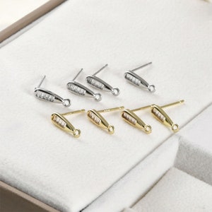14K Gold Plated Zirconia Teardrop Earrings Post With Loops,Long Teardrop Earring,S925 Silver Pin,NickelFree Earrings,Jewelry Findings LL070