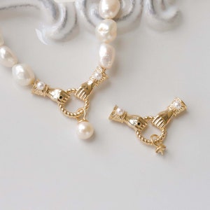 Gold hand clasp, Creative connectors, 14K Gold Plated, Basic accessories for Necklace and Earrings Making, Jewelry finding MM083-ZX167