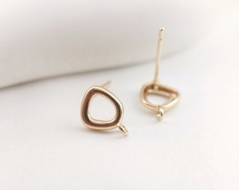 Openwork Irregular Post Earring,Gold Plated Earring Post With Loop,Hypoallergenic,DIY Earring Findings,Handmade Earring Supplies LM2-ZX245