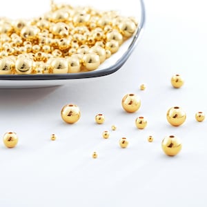 Gold Plated beads, Gold Spacer Round Beads, 2mm/2.5mm/3mm/4mm/5mm/6mm/8mm ,Spacer Brass Beads For Bracelet,Jewelry making, Tarhish resistant