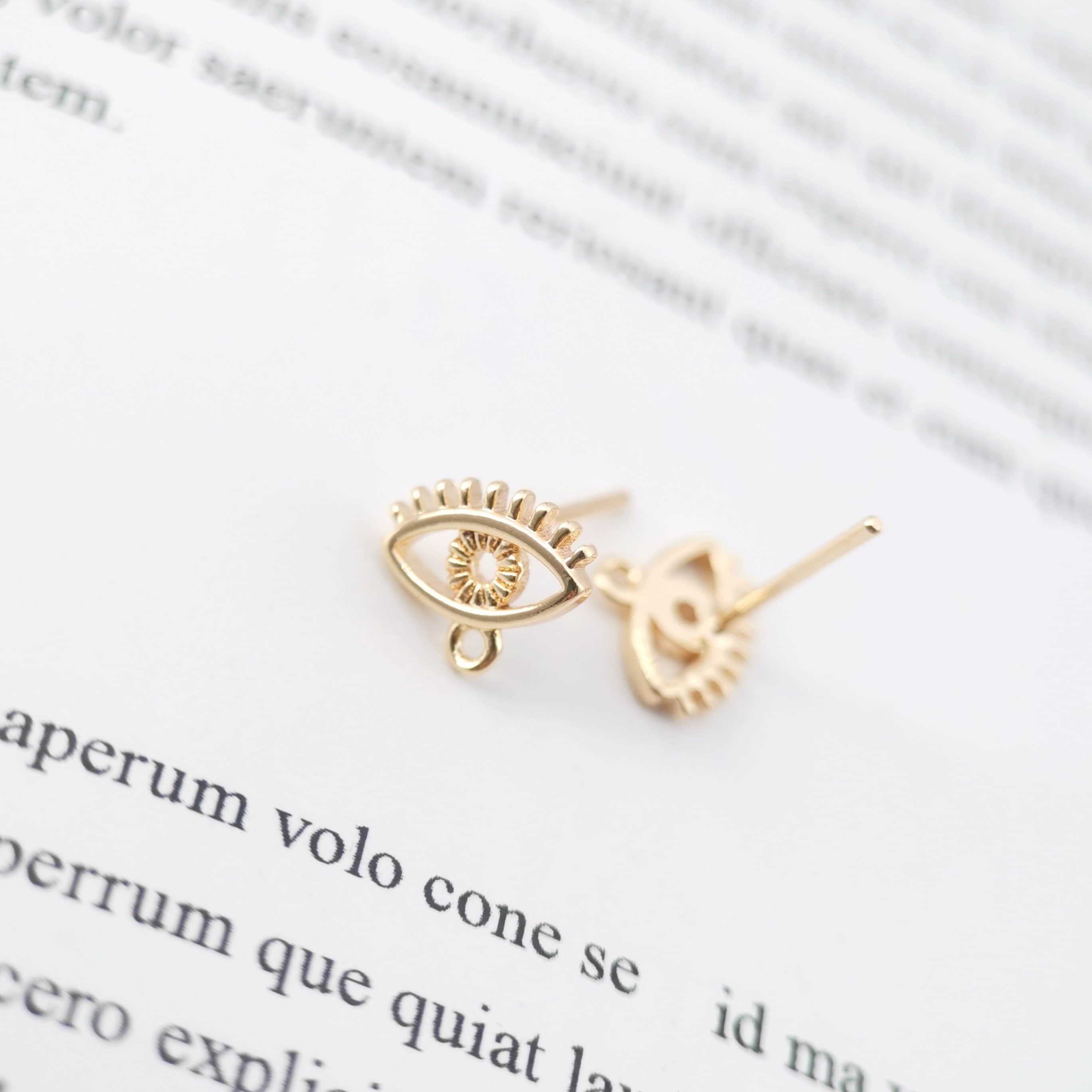 Orecchini Malocchio Oro Con Strass - Giacche Orecchini A Perno, Due Modi, Gioielli Vintage Per Donna - 3