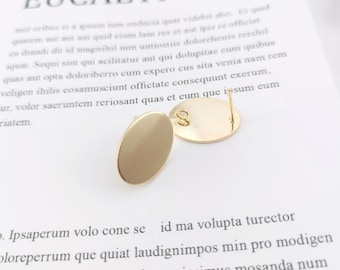 Sleek Oval Post Earrings,Gold Plated Satin Earring Post With Loop,Hypoallergenic,DIY Earring Findings,Handmade Earring Supplies LM2-ZX107