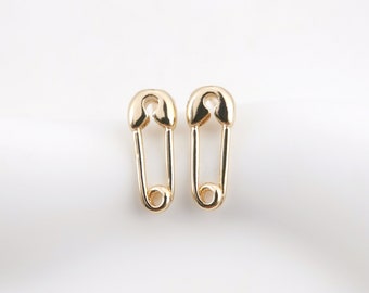 Sleek Safety Pin Post Earrings,Gold Plated Earring Post With Loop,Hypoallergenic,DIY Earring Findings,Handmade Earring Supplies LM2-ZX229