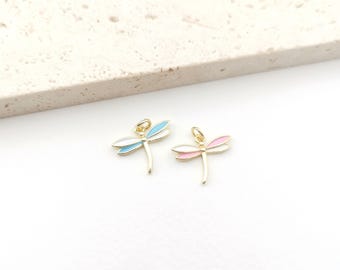 Dainty 3D dragonfly charm,18K gold plated,animals pendant,for necklace and earring making,jewelry finding LM2-S20725