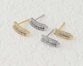 ダングルイヤリングポスト 10個、14K 純金メッキ、ニッケルフリー