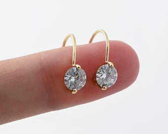 CZ Runde Haken Ohrringe, Gold Ohrringe Haken, 18K Vergoldet, hypoallergen, DIY Ohrringzubehör, handgemachte Ohrringzubehör LM2-D0170