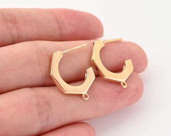 Smooth C shaped Hoop earrings,Gold Plated Earring Hoop With Loop, Hypoallergenic ,DIY Earring Findings,Handmade Earring Supplies LM2-ZX200