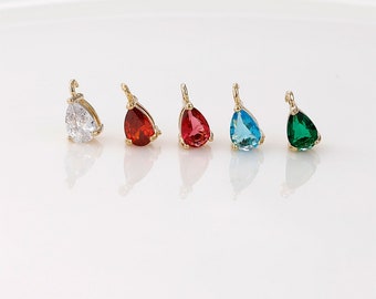 14K Gold plated mini teardrop pendant,multicolor crystal zirconia teardrop charm,for necklace and earrings making,jewelry finding LL036