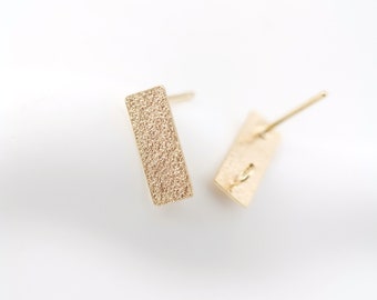 Matte Rectangle Post Earring,Gold Plated Small Earring Post With Loop,Hypoallergenic,DIY Earring Finding,Handmade Earring Supplies LM2-ZX190