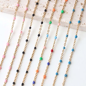 Enamel Beads Chian, Stainless Steel Chain, Oval Cable chain, DIY necklace Chains, jewelry findings TG026