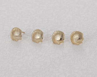 18K Gold plated sea creature studs,scallop ear post with loop,shell earrings,nickel free earrings,jewelry findings LL264