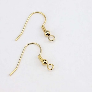 10-100pcs Gold Earring Hooks, 18K Gold Plated Brass Earwires,Earring Wires，  Jewelry Supplies，Wholesale Earring Hooks