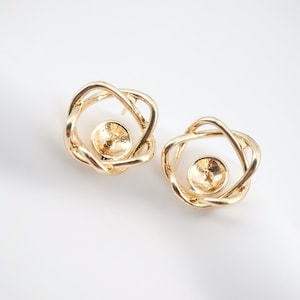 Flower Post Earring,Gold Plated Earring Post With Bail Pearls Caps,Hypoallergenic,DIY Earring Finding,Handmade Earring Supplies LM2-ZX099