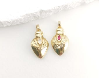 18K gold plated Bottle pendant, zirconia crystal charm, for necklaces and bracelets diy manking,jewelry finder LM2-S20450