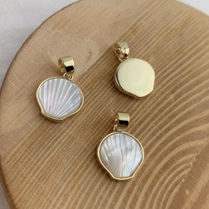 MOP Shell Pendant, 18K Gold Brass, Shell charms, for necklace and earrings making, jewelry findings SN045