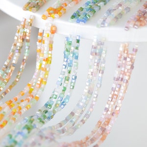 Multicolor Cut Corner Mini Square Beads,Mini Square Glass Beads,2.5mm,For Bracelet And Necklace Making,Jewelry Findings MM150