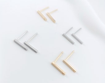 Sleek Mini Rectangle Post Earring,Gold Plated Earring Post With Loop,Hypoallergenic,DIY Earring Finding,Handmade Earring Supplies LM2-ZX174