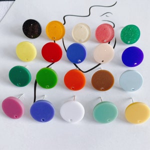 10Pcs Round Resin Earring Post, Circle Stud, Acrylic Earrings,Nickel free earring, Jewelry finding YM001-MY023