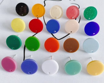 10Pcs Round Resin Earring Post, Circle Stud, Acrylic Earrings,Nickel free earring, Jewelry finding YM001-MY023