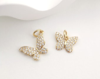 NBEADS Ciondoli Farfalla In 4 Colori Con Zirconia Cubica – Placcati Oro 18K Per Creazione Gioielli - 5