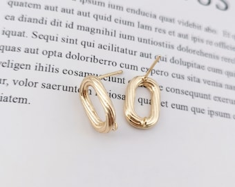 Textured Oval Post Earrings,Gold Plated Earring Oval Post With Loop,Hypoallergenic,DIY Earring Findings,Handmade Earring Supplies LM2-ZX7038
