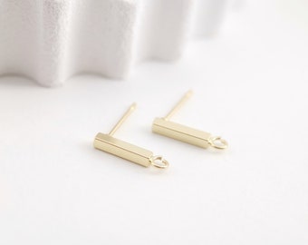 Sleek Rectangle Post Earring,Gold Plated Earring Post With Loop,Hypoallergenic,DIY Earring Findings,Handmade Earring Supplies LM2-S276