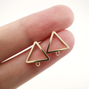 Classic Triangle Post Earring,Gold Plated Earring Post With Loop,Hypoallergenic,DIY Earring Finding,Handmade Earring Supplies LM2-Z075