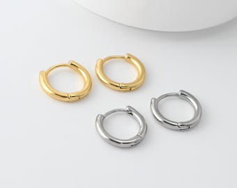 Sleek Round Hoop earrings, Gold Plated Huggie Earring Hoop, Hypoallergenic, DIY Earring Findings, Handmade Earring Supplies LM2-D0151