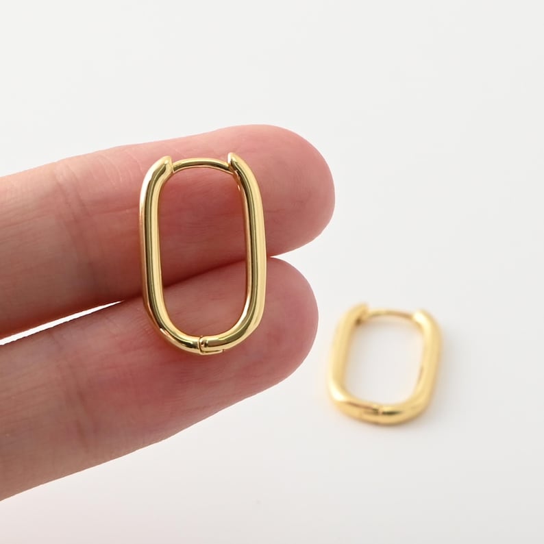 Sleek U Shape Hoop Earrings, Gold Plated Leverback Earring Hoop ...