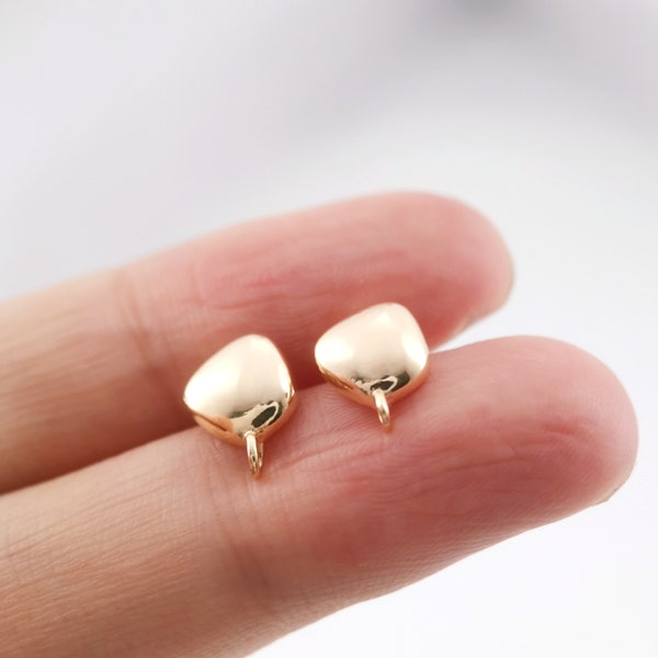 Sleek Irregular Post Earrings,Gold Plated Satin Earring Post with Loop,Hypoallergenic,DIY Earring Finding,Handmade Earring Supplies LM2-Z069