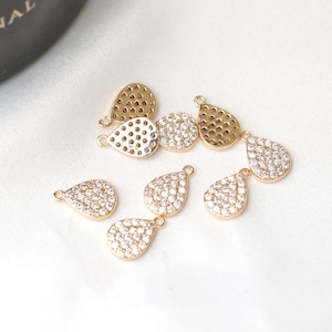 14K gold plated dainty teardrop pendant,cubic crystal pave teardrop pendant,for necklace and earring making,jewelry finding MM159
