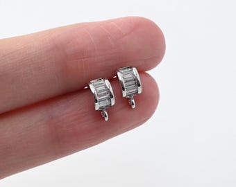 C-förmiger Ohrstecker, Zirkonia-Pavé, vergoldeter Stecker mit Ösen, hypoallergen, DIY-Ohrringzubehör, Handarbeitszubehör LM2-D0446