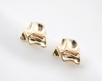 Sleek Irregular Niche Post Earring,Gold Plated Earring Post With Loop,Hypoallergenic,DIY Earring Finding,Handmade Earring Supplies LM2-ZX206