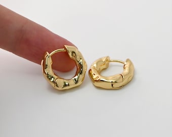 Aros redondos martillados, aros circulares chapados en oro, hipoalergénicos, accesorios para pendientes DIY, suministros para pendientes hechos a mano LM2-S1106