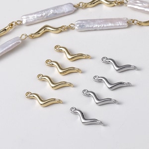 14K gold/silver plated wave connector,bar pendant connector,for necklace and bracelet making,jewelry findings CX160