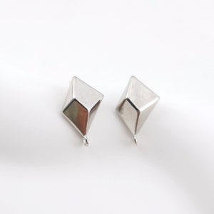 Sleek Diamond Post Earrings,Silver Plated Earring Post With Loop,Hypoallergenic,DIY Earring Findings,Handmade Earring Supplies LM2-ZX236