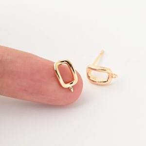 Rectangular Post Earring, Gold Plated Stud Post With Loop, Hypoallergenic, DIY Earring Findings, Handmade Earring Supplies LM2-ZX309