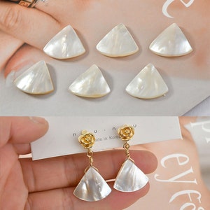 Colgante con dije de concha en forma de abanico, dije de MOP, colgante con forma de gota, para hacer joyas, LL344