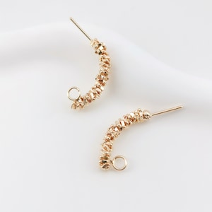Curved Twisted Post Earring,Gold Plated Earring Post With Loop,Hypoallergenic,DIY Earring Finding,Handmade Earring Supplies LM2-ZX192